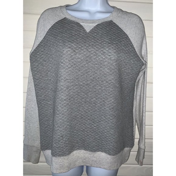 Eddie Bauer Legend Wash Sweatshirt Top Sz SMALL Gray Raglan Quilted Pullover - Picture 3 of 10